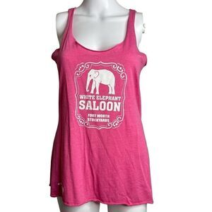 White Elephant Saloon Loose Fit Tank Top Pink and White Size Small